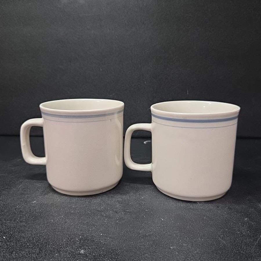 Gibson Style Stoneware Coffee Cups, Purple Blue Rose Design Mugs, Set of 2, Vtg - Thumbnail 4