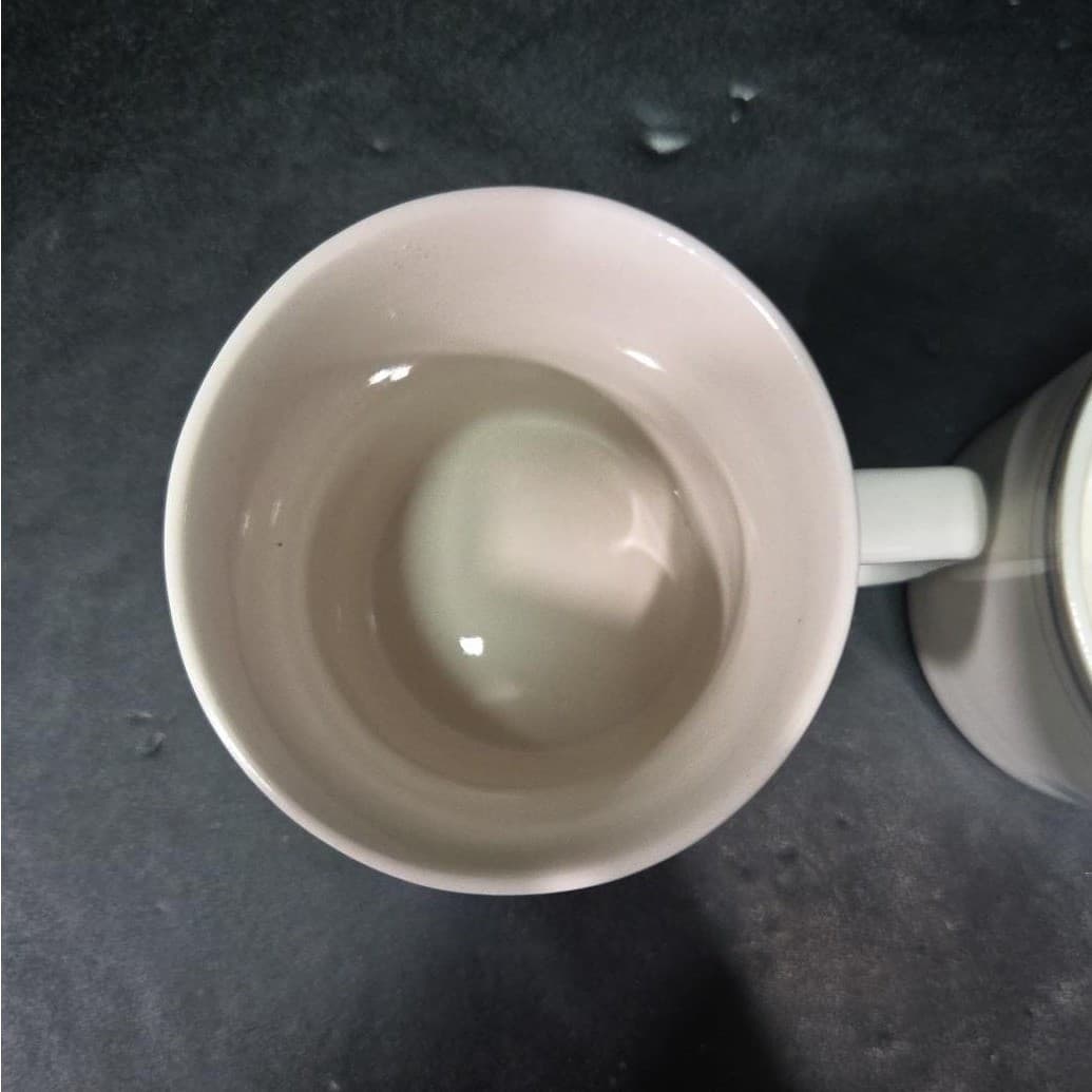 Gibson Style Stoneware Coffee Cups, Purple Blue Rose Design Mugs, Set of 2, Vtg - Thumbnail 7