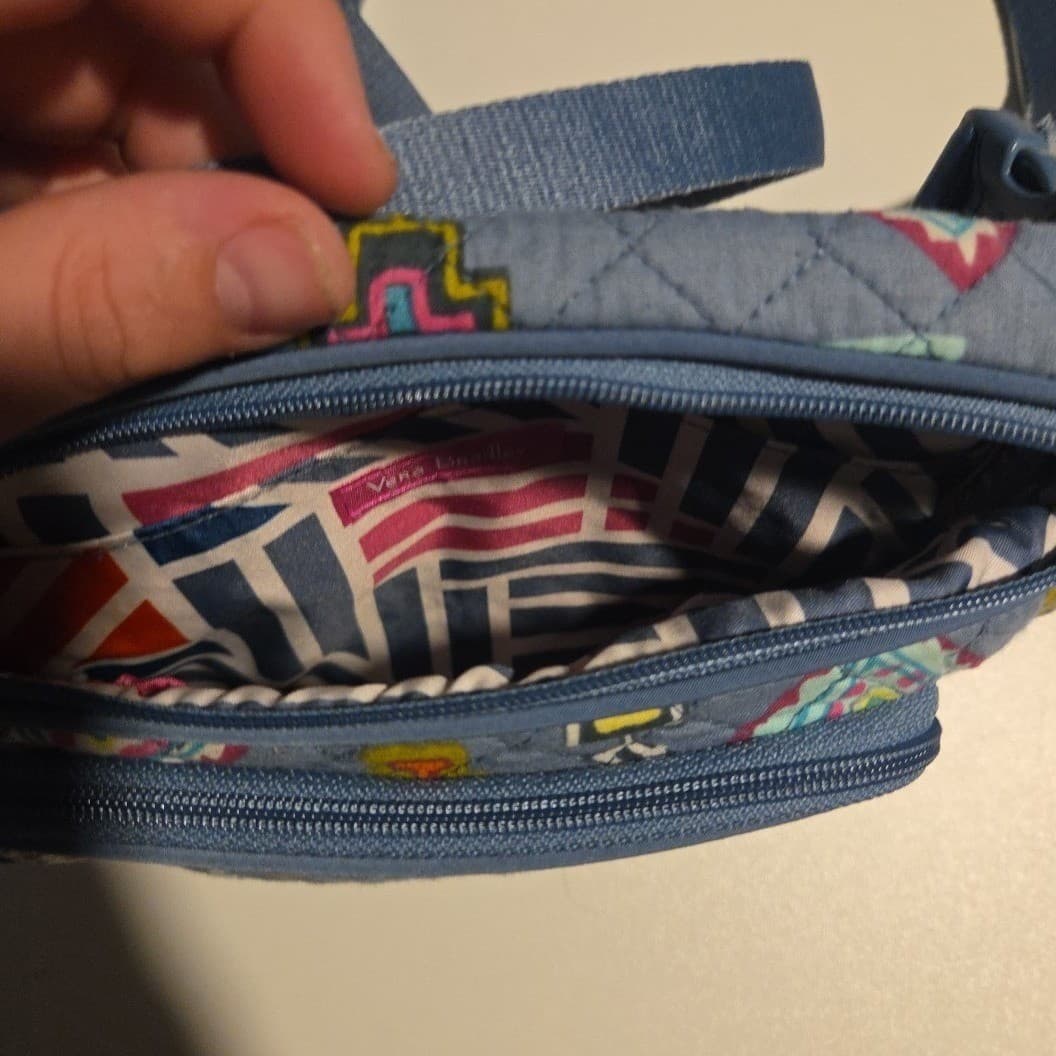 Vera Bradley Blue Quilted Southwestern Geometric Crossbody Bag Adjustable Strap - Thumbnail 7