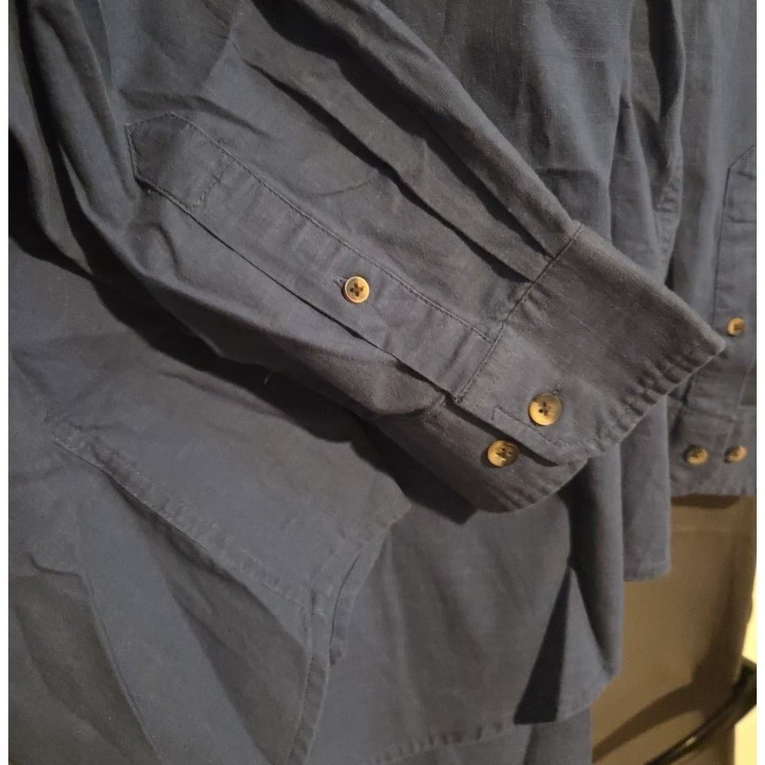 George Long Sleeve Pigment Dye Shirt Bays Blue GM32114B, Men's 2XL 50-52 NWT - Thumbnail 7