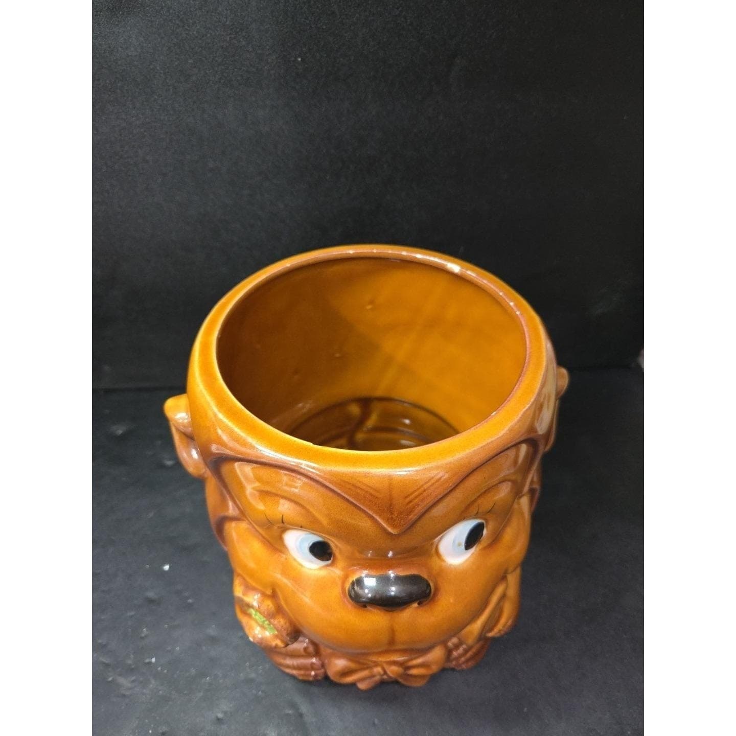 Monkey Sailor Cookie Jar, Brown Ceramic Canister, White Hat Lid, Kitchen Decor - Thumbnail 5
