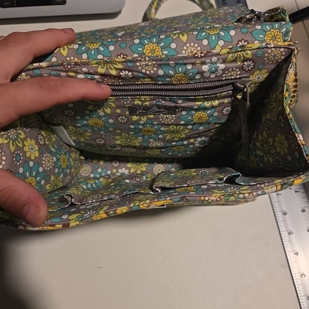 Vera Bradley Limes Up Paisley Quilted Cotton Crossbody Bag Turn Lock Purse - Thumbnail 6