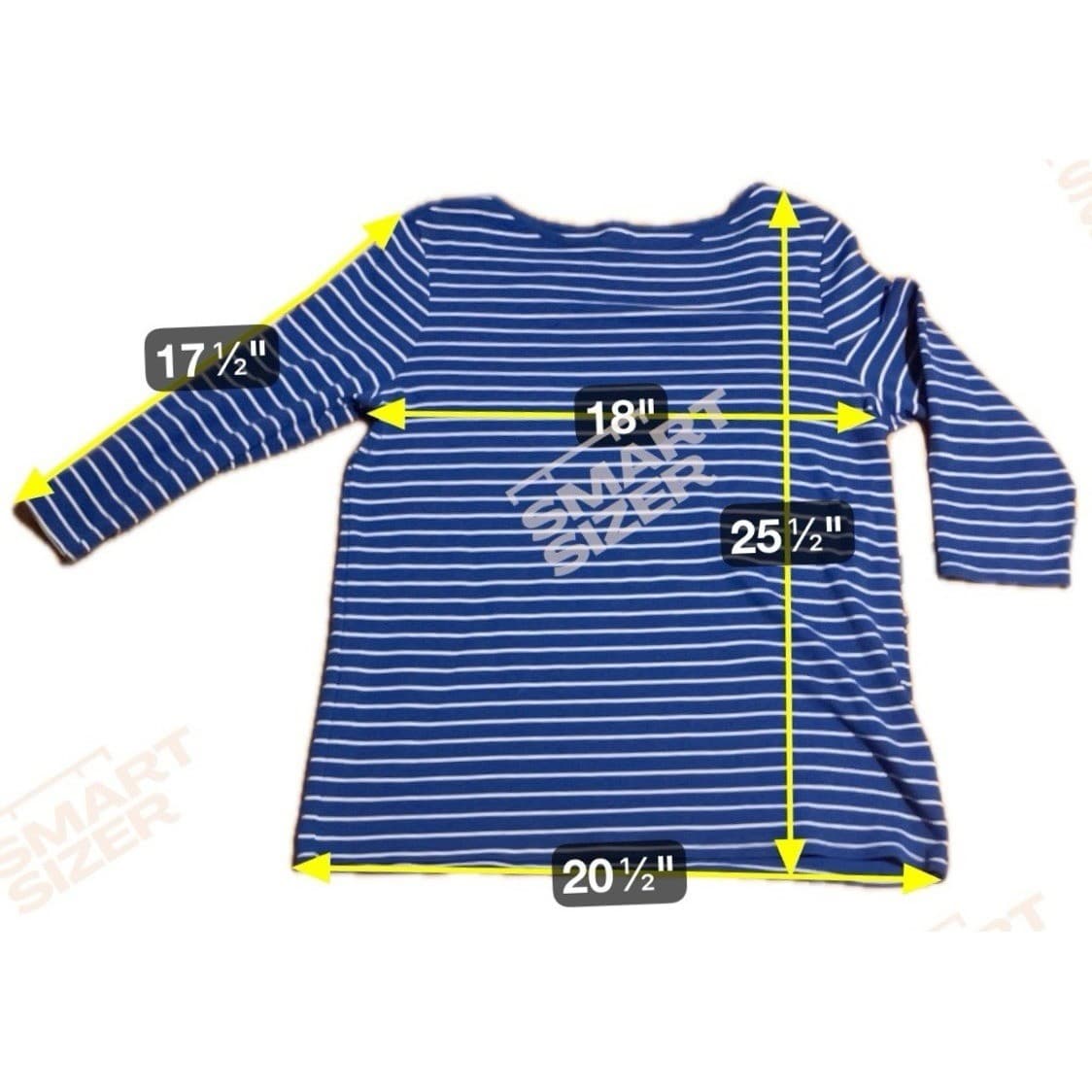 Faded Glory Blue White Striped 3/4 Sleeve Scoop Neck Top, Women's XL 16-18 - Thumbnail 2