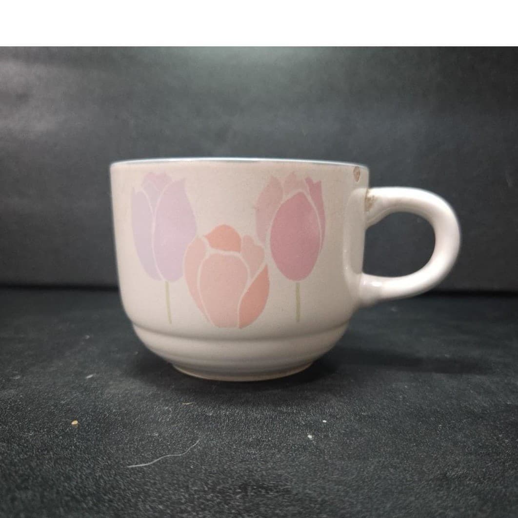 International China Spring Up Tulips Mug, Stoneware Coffee Cup, Vtg Soup Bowl - Thumbnail 2