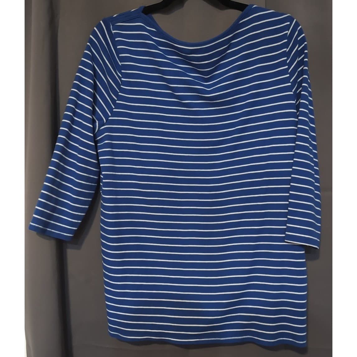 Faded Glory Blue White Striped 3/4 Sleeve Scoop Neck Top, Women's XL 16-18 - Thumbnail 4