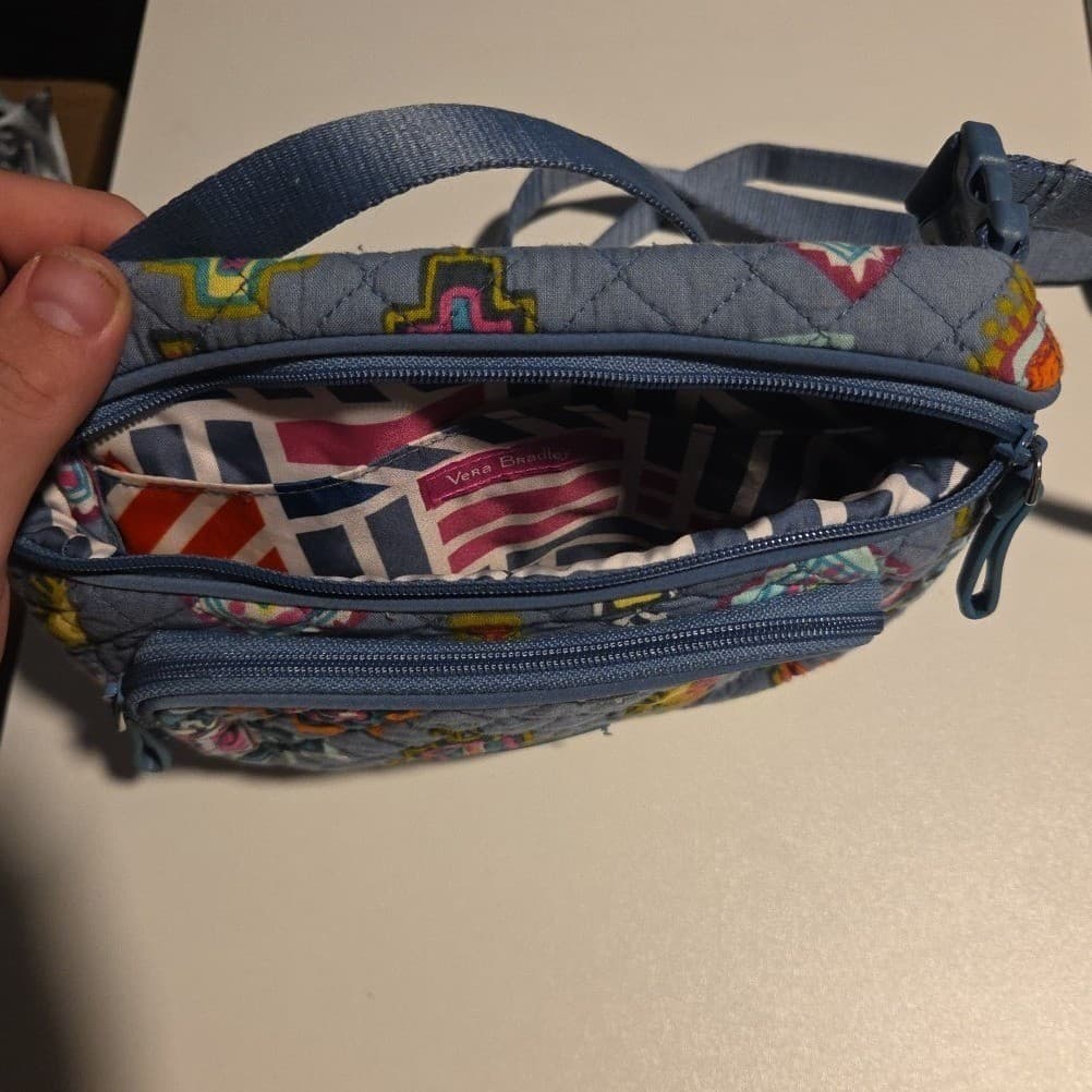 Vera Bradley Blue Quilted Southwestern Geometric Crossbody Bag Adjustable Strap - Thumbnail 6