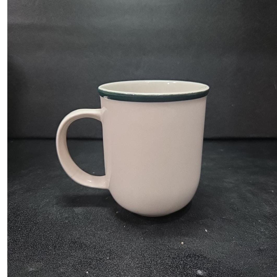 Casuals China Pearl Coffee Mug, Green Rim Cup, 9oz Restaurant Ware, Drinkware - Thumbnail 2