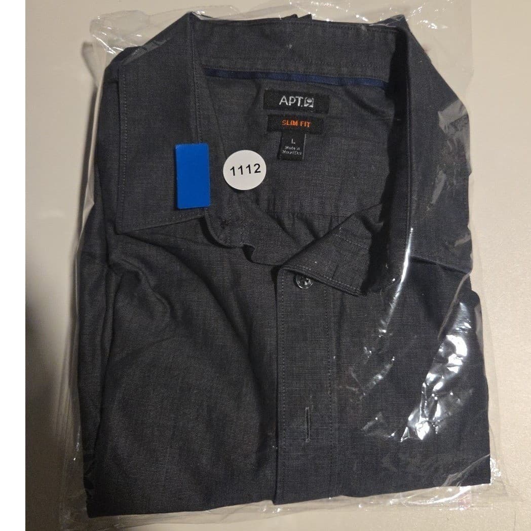 Apt 9 Slim Fit Long Sleeve Button Down Shirt, Charcoal Gray, Cotton, Men's Large - Thumbnail 9