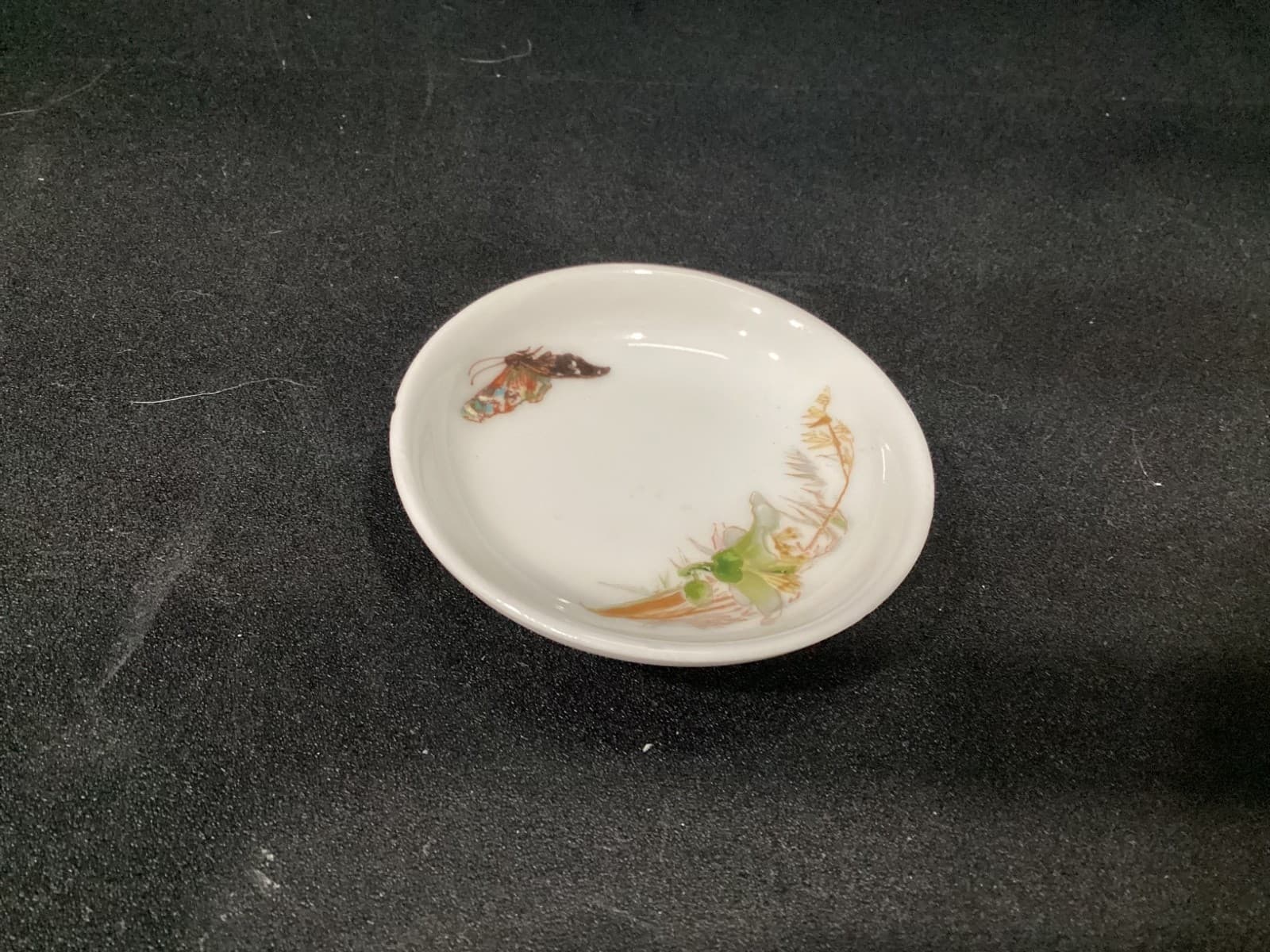 Haviland & Co Meadow Visitors Butter Pat Dish Butterflies Grasses Smooth Antique - Thumbnail 11