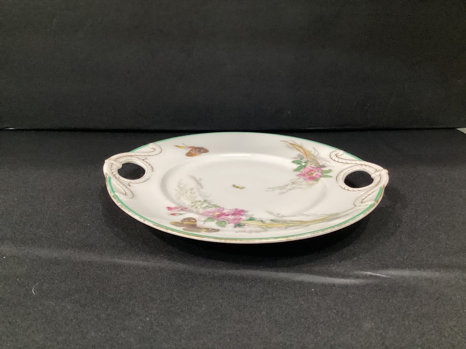 Haviland Limoges France Cake Serving Plate White, Gold Trim Double Handle * - Thumbnail 8