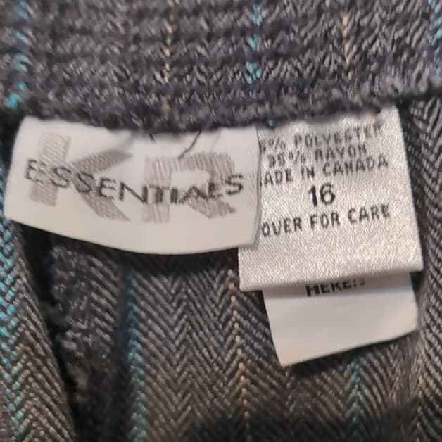KR Essentials Grey Pinstripe Herringbone Elastic Waist Pants, Women's Size 16 - Thumbnail 5