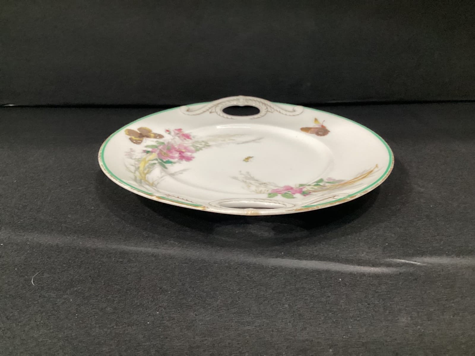 Haviland Limoges France Cake Serving Plate White, Gold Trim Double Handle * - Thumbnail 7