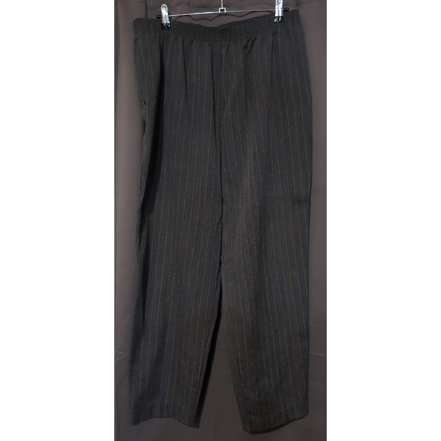 KR Essentials Grey Pinstripe Herringbone Elastic Waist Pants, Women's Size 16 - Thumbnail 3