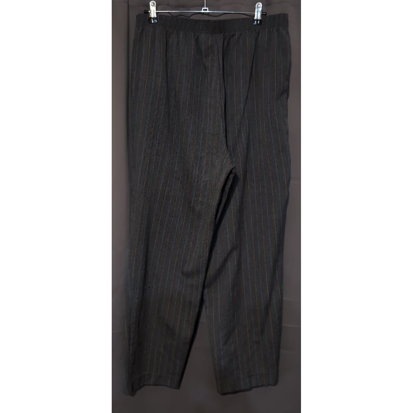KR Essentials Grey Pinstripe Herringbone Elastic Waist Pants, Women's Size 16 - Thumbnail 4