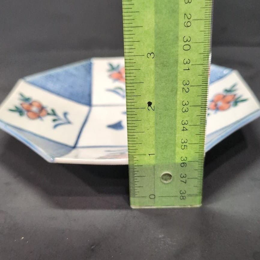 Octagonal Blue & White Floral Ceramic Bowl, Replacement Hand-painted Asian Decor - Thumbnail 6