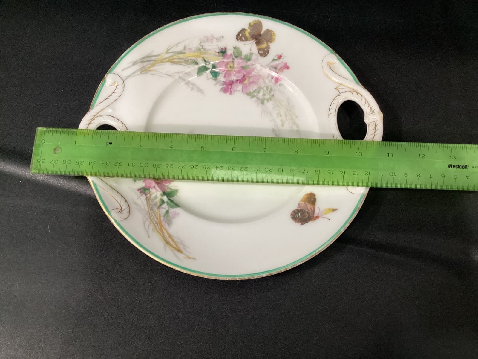 Haviland Limoges France Cake Serving Plate White, Gold Trim Double Handle * - Thumbnail 5