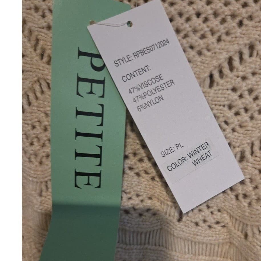 Design History Petite Winter Wheat Pointelle Knit Crewneck Sweater, RPBES0712024 - Thumbnail 7