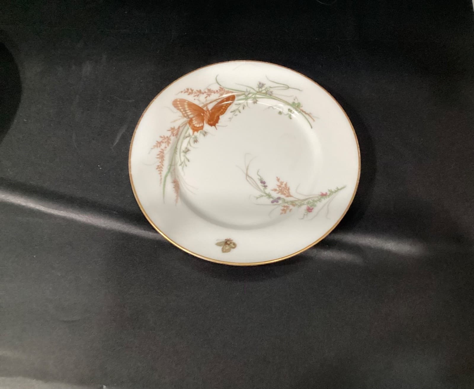 Haviland Meadow Visitors Luncheon Plates Smooth Gold Trim Set Of 2 Butterflies - Thumbnail 2