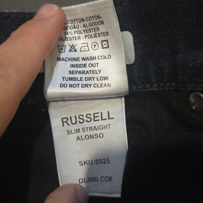 DL1961 Russell Slim Straight Jeans, Alonso Dark Wash, Men's 34 SKU 5525 - Thumbnail 6