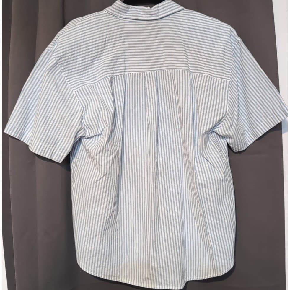 Keneth Too! Blue White Striped Embroidered Floral Button Down, Women's Medium - Thumbnail 3