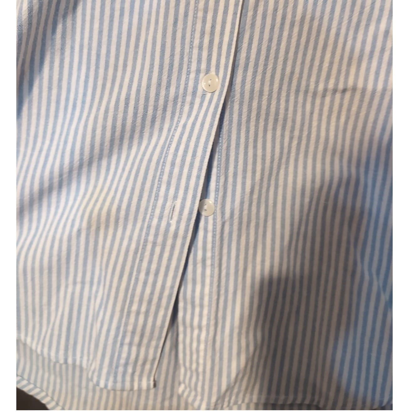 Keneth Too! Blue White Striped Embroidered Floral Button Down, Women's Medium - Thumbnail 7