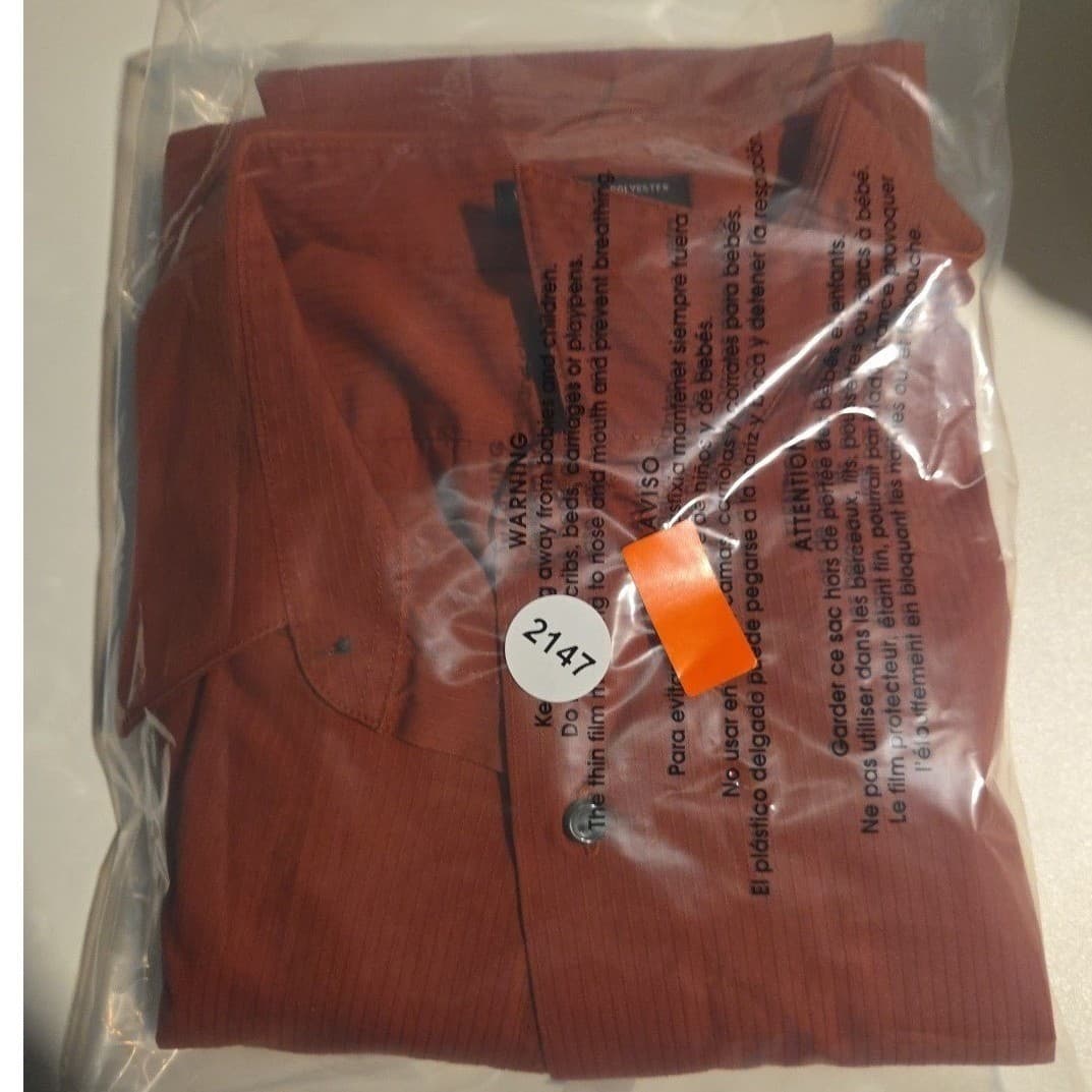 Arrow USA 1851 Burnt Orange Fitted Long Sleeve Button Down, Men's XXL 18 34/35 - Thumbnail 9