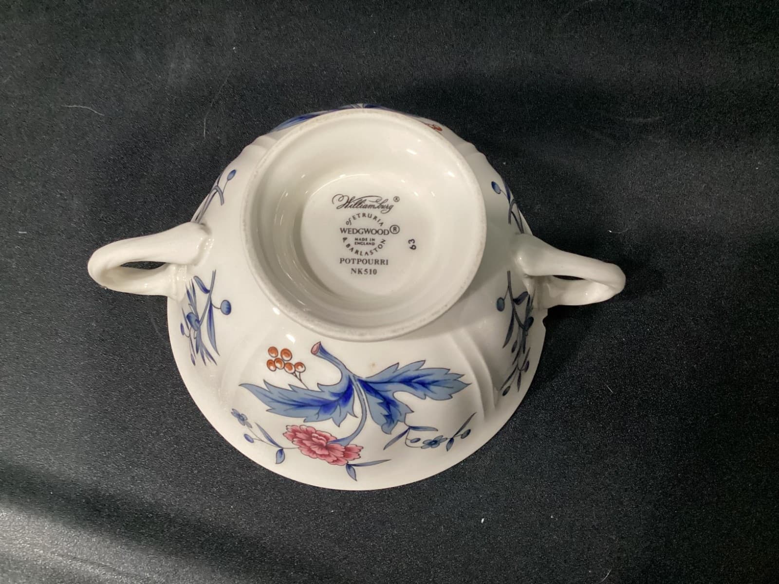Wedgwood Williamsburg Potpourri NK510 Double-Handle Footed Cream Soup Bowl * - Thumbnail 5