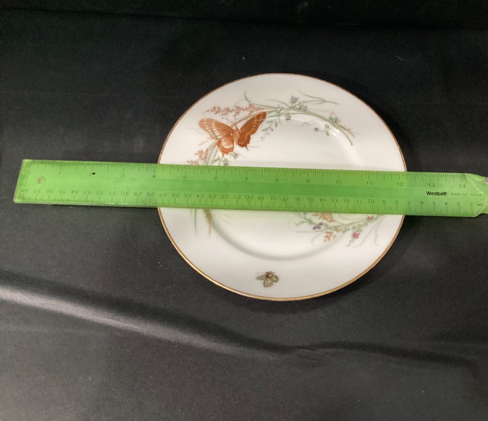 Haviland Meadow Visitors Luncheon Plates Smooth Gold Trim Set Of 2 Butterflies - Thumbnail 5