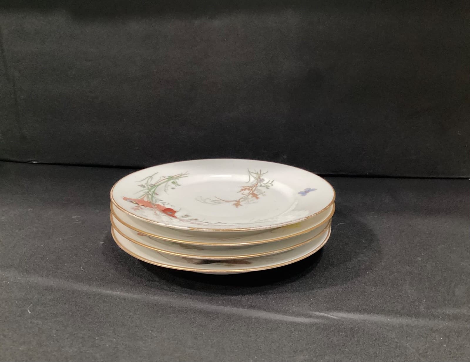 Haviland Meadow Visitors Luncheon Plates Smooth Gold Trim Set Of 4 Butterflies * - Thumbnail 10