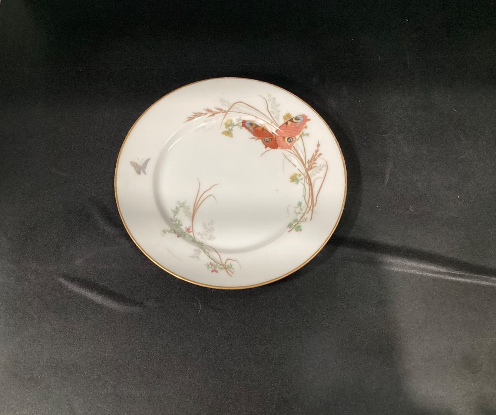 Haviland Meadow Visitors Luncheon Plates Smooth Gold Trim Set Of 2 Butterflies - Thumbnail 3