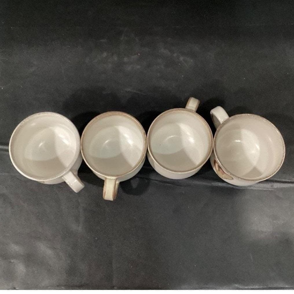 Denby Troubadour Teacups & Saucers, Set of 4, Vintage England Stoneware Service - Thumbnail 10