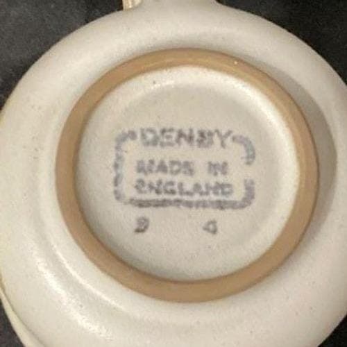 Denby Troubadour Teacups & Saucers, Set of 4, Vintage England Stoneware Service - Thumbnail 5