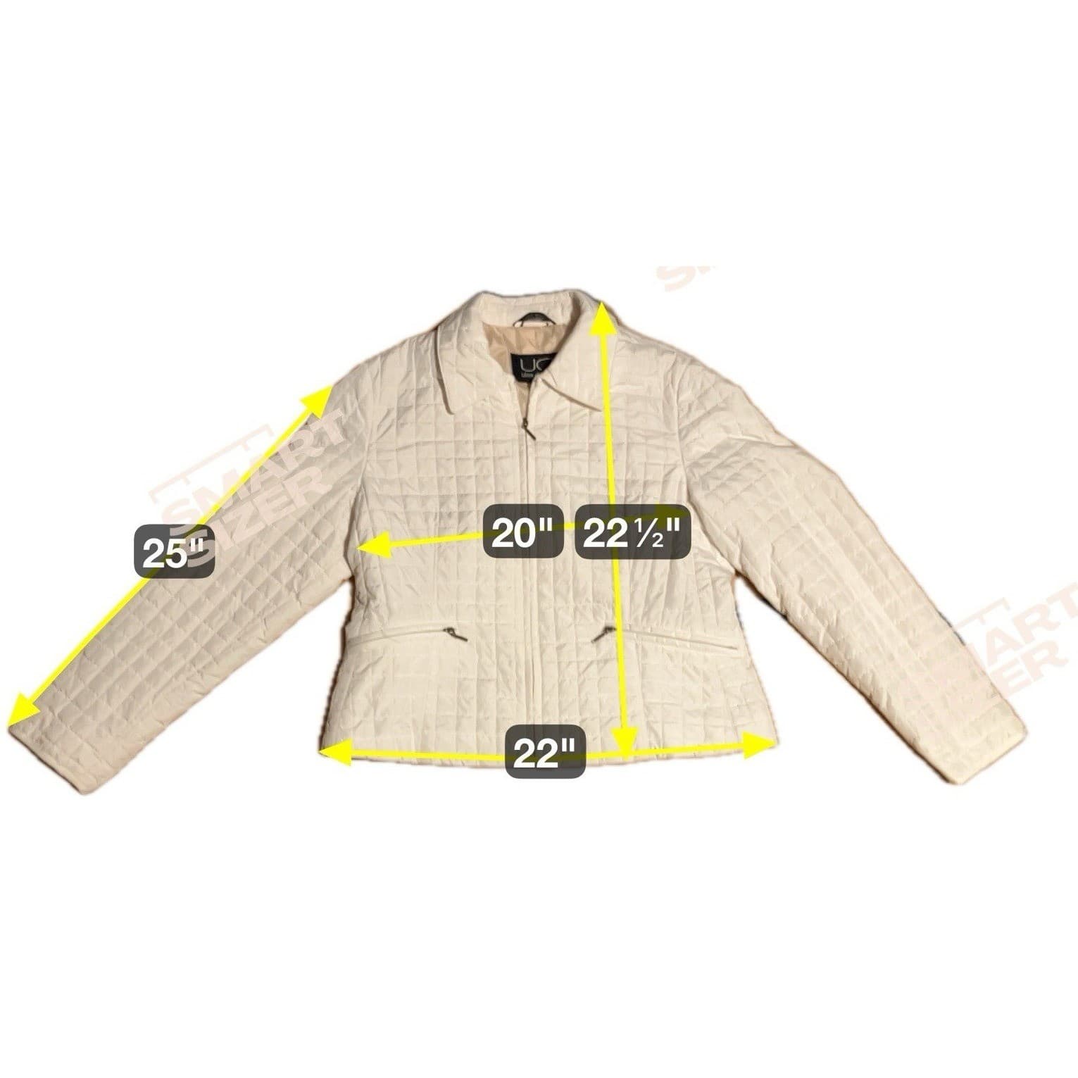 Utex Design Cream Quilted Zip Up Jacket, Women's Large, Off White, CA07101 - Thumbnail 2