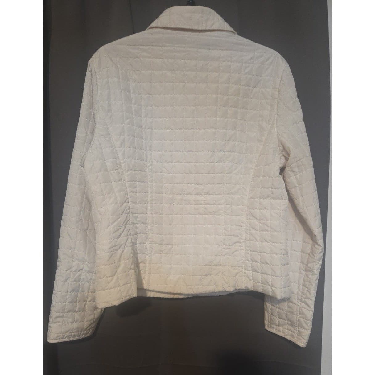 Utex Design Cream Quilted Zip Up Jacket, Women's Large, Off White, CA07101 - Thumbnail 4