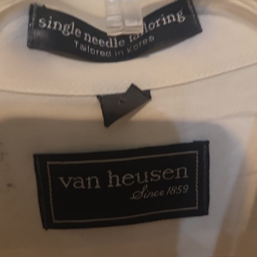 Van Heusen Cream Button Down, Women's Size 16 Shirt Single Needle Tailored - Thumbnail 5