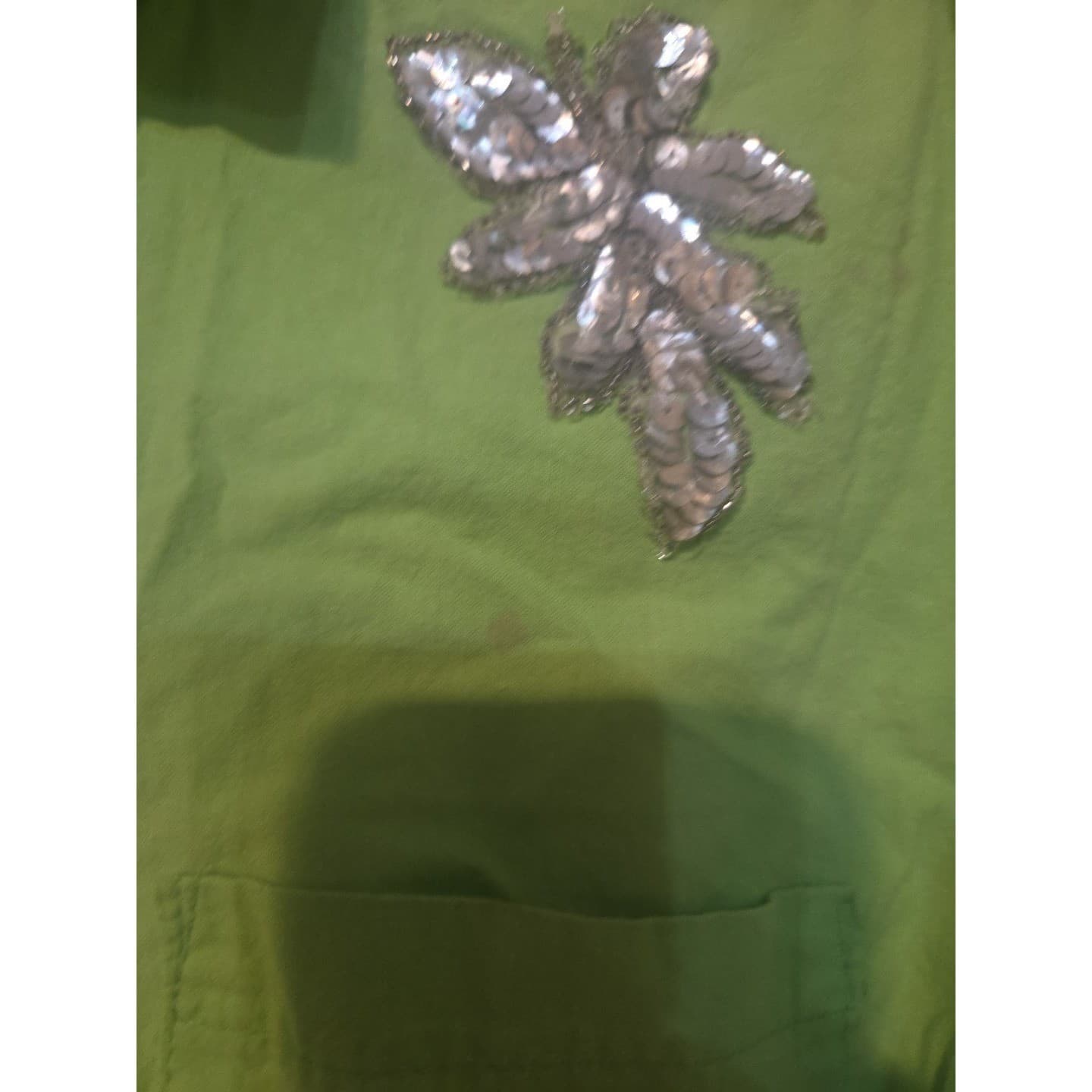 Prezzia Vintage Lime Green Fringe Sequin Cropped Shirt, Women's Medium, 3-415 US - Thumbnail 8