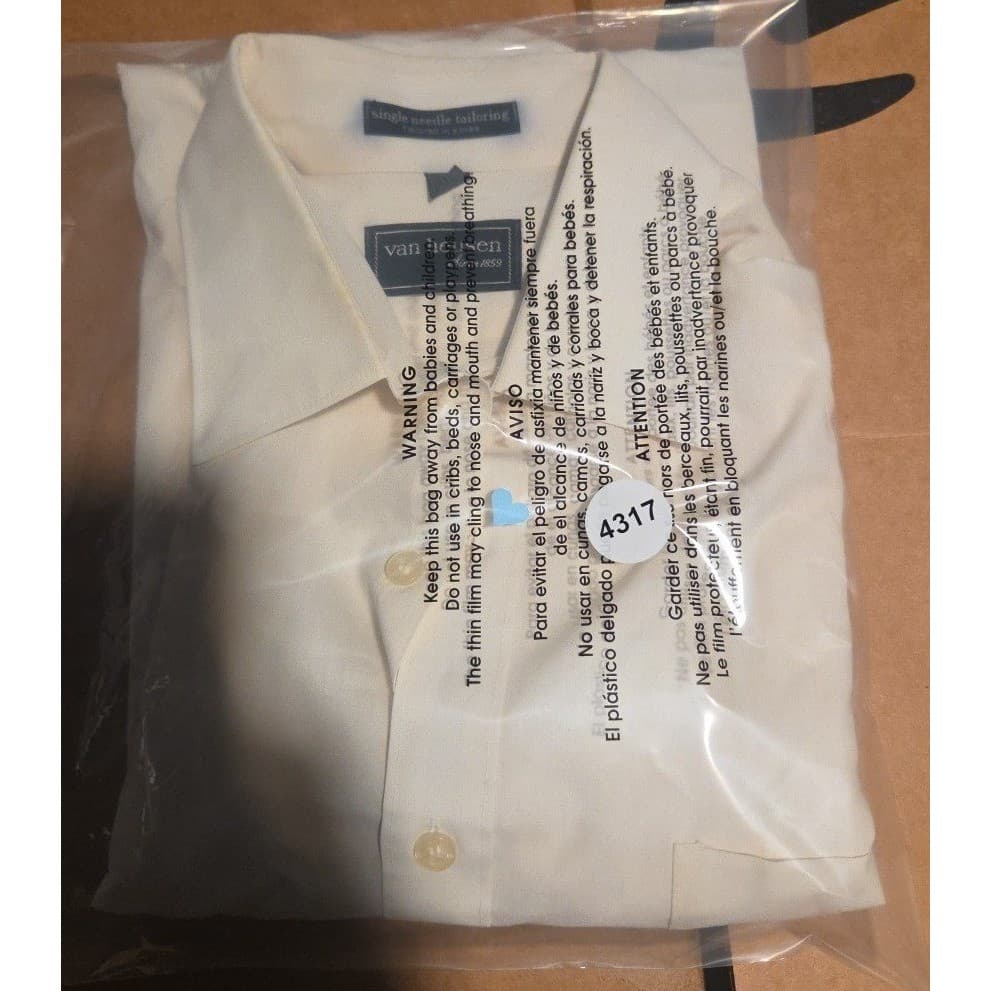Van Heusen Cream Button Down, Women's Size 16 Shirt Single Needle Tailored - Thumbnail 8