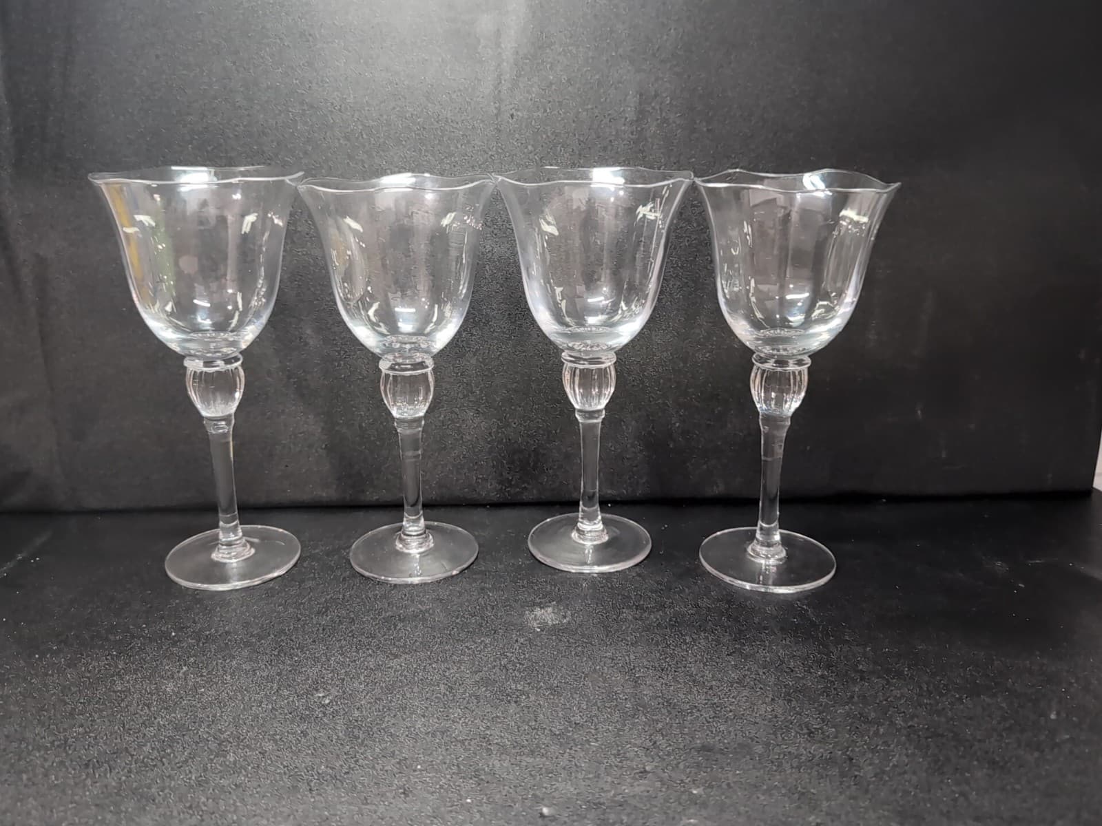 Mikasa Studio Nova Crystal Monaco Water Goblets Set, Ribbed Ball Stem, Set of 4 - Thumbnail 4