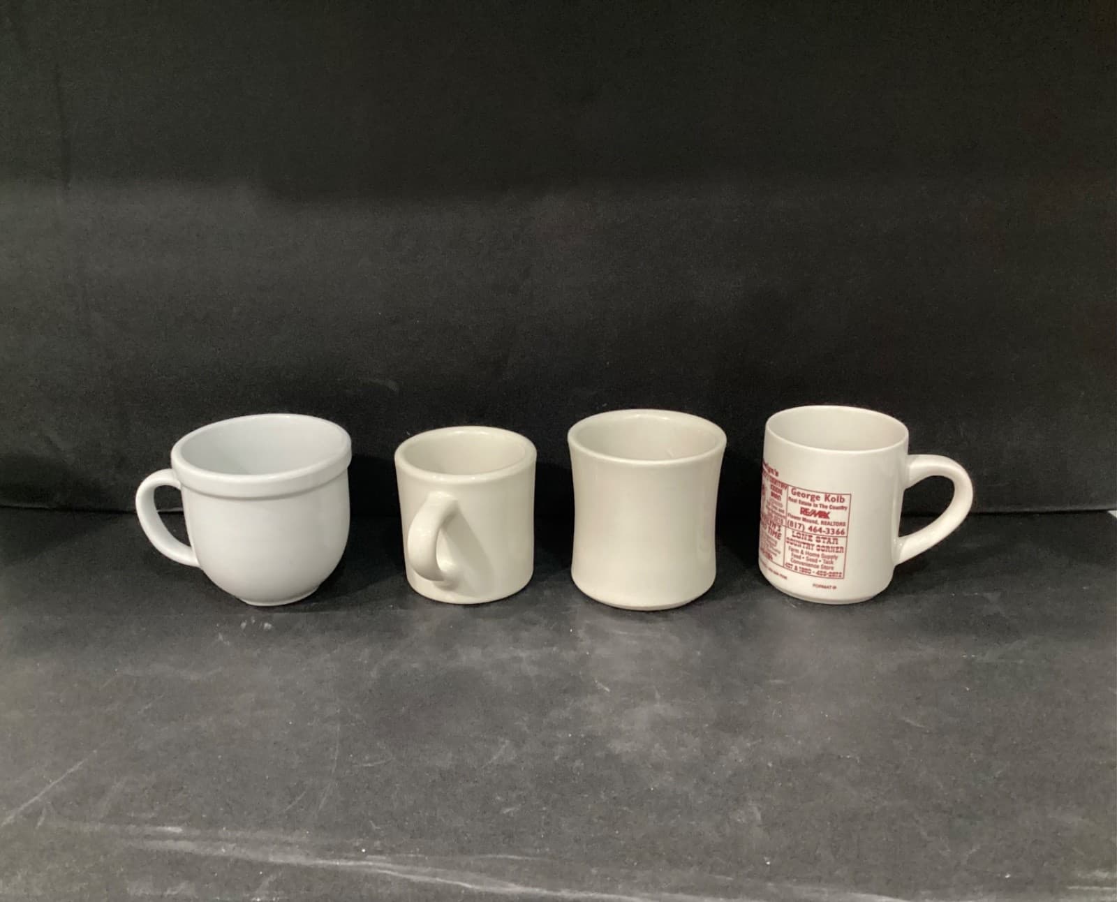 Vintage Lot Of 4 Assorted Ceramic Coffee Mugs Cups Heavy Diner Restaurant Ware - Thumbnail 4