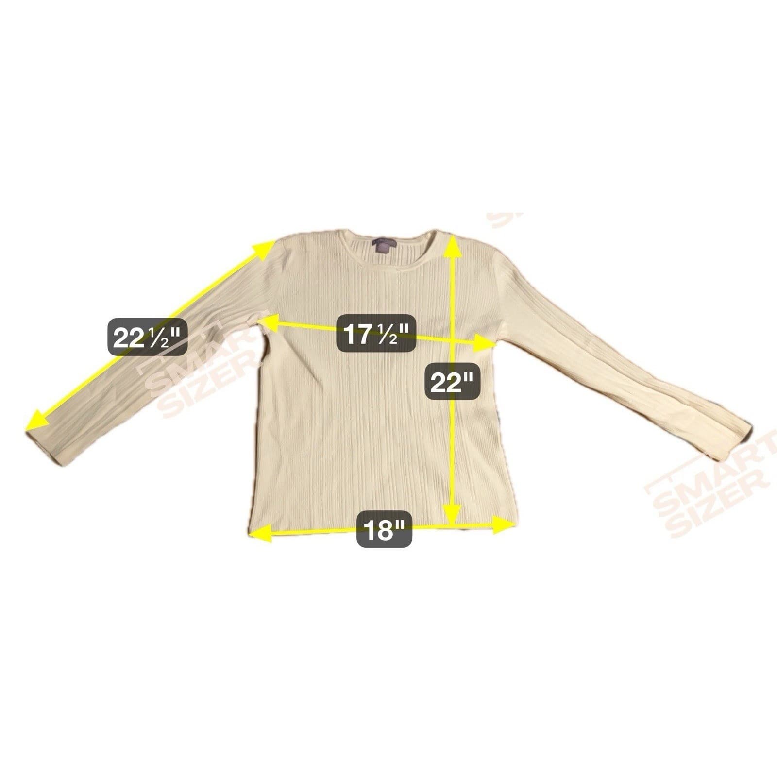 Laura Scott Ribbed Cream Knit Crewneck Sweater, Women's Small Off White Jacket - Thumbnail 2
