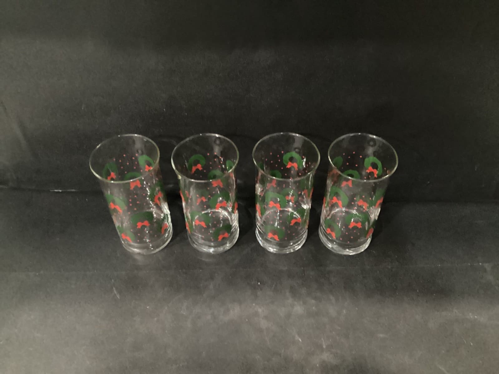 Vintage Libbey Christmas 5.25” Tumblers Wreath Bow Set of 4 - Thumbnail 8