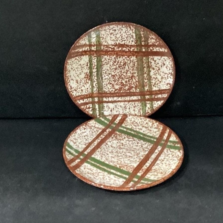 Blue Ridge Pottery Rustic Plaid Skyline Saucers, Set of 2, Hand-Painted Plates - Thumbnail 5