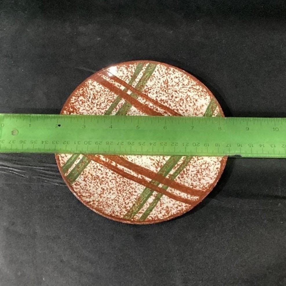 Blue Ridge Pottery Rustic Plaid Skyline Saucers, Set of 2, Hand-Painted Plates - Thumbnail 2