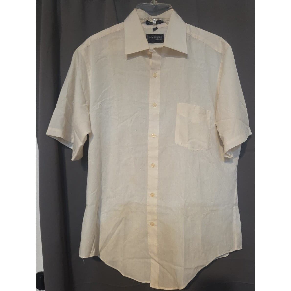 Van Heusen Cream Button Down, Women's Size 16 Shirt Single Needle Tailored - Thumbnail 3