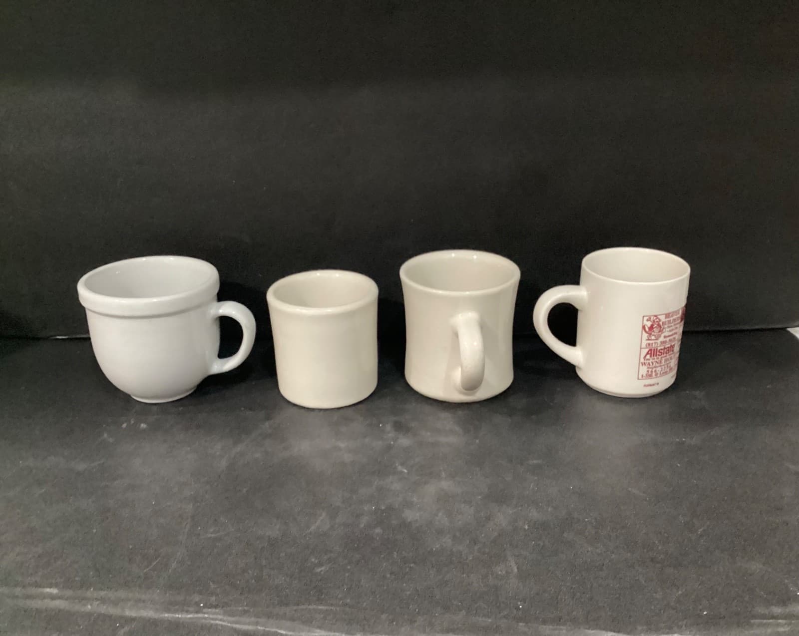Vintage Lot Of 4 Assorted Ceramic Coffee Mugs Cups Heavy Diner Restaurant Ware - Thumbnail 2