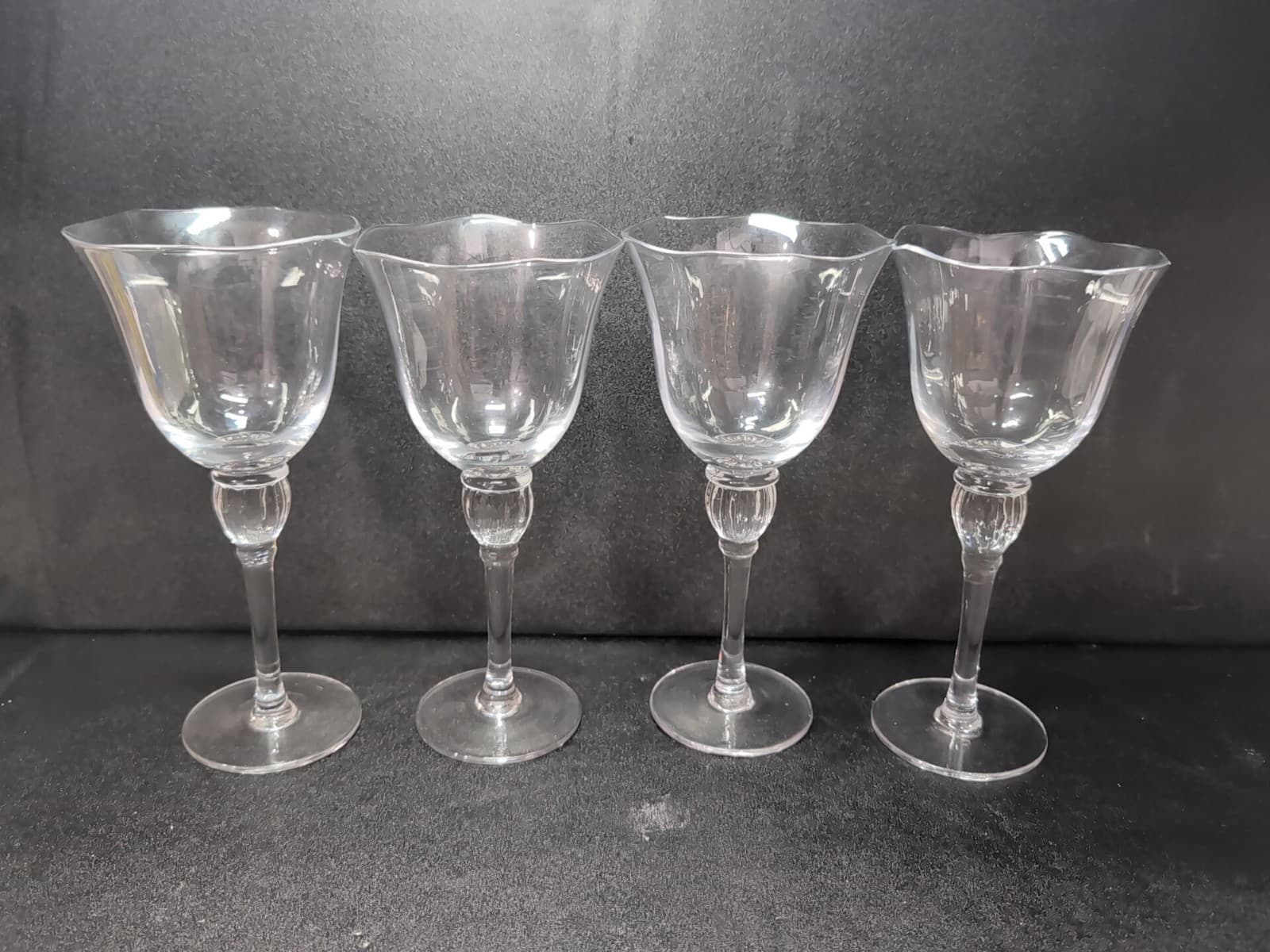 Mikasa Studio Nova Crystal Monaco Water Goblets Set, Ribbed Ball Stem, Set of 4 - Thumbnail 3