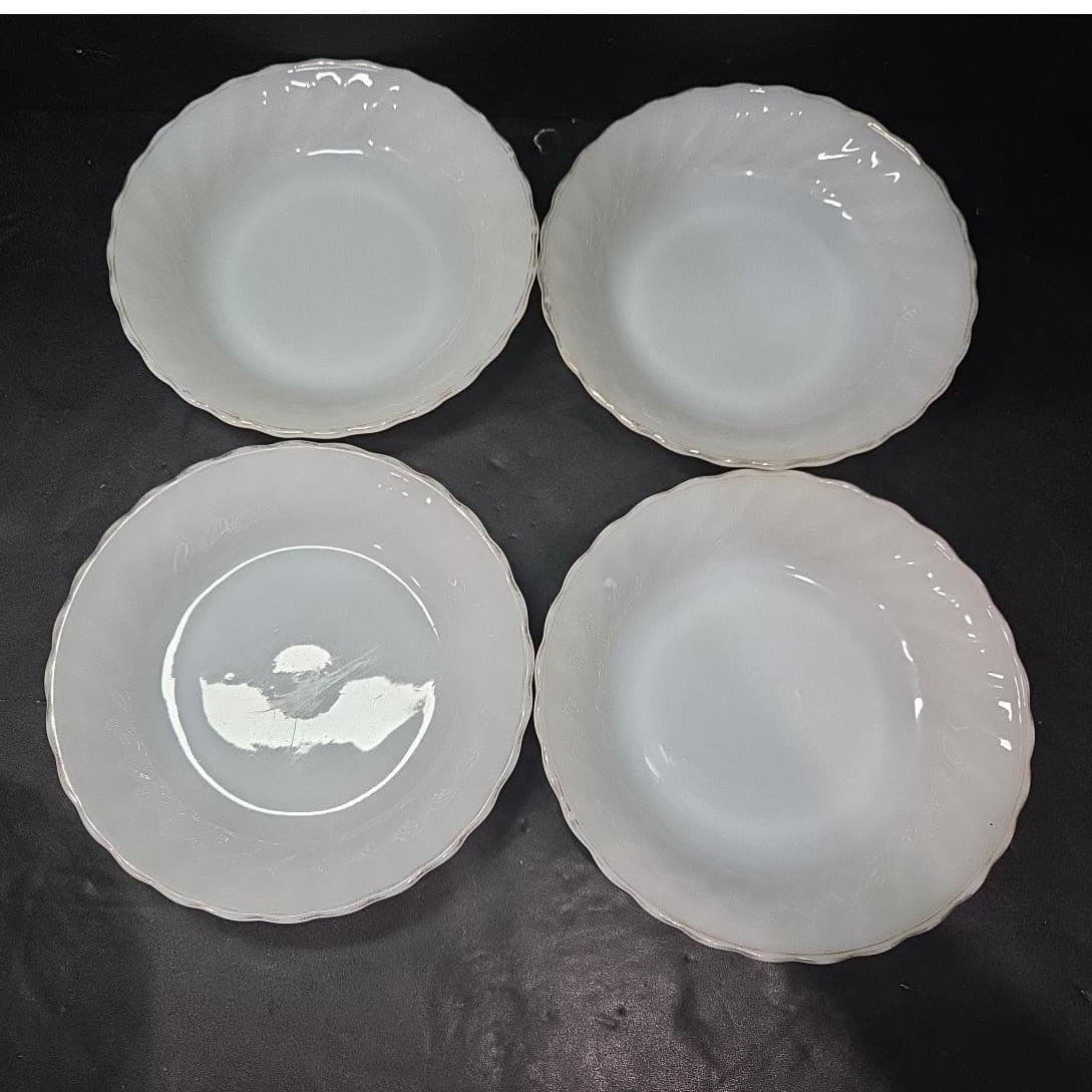 Anchor Hocking Fire King Swirl Bowls, Set of 4, Milk Glass, Vintage Kitchenware - Thumbnail 2