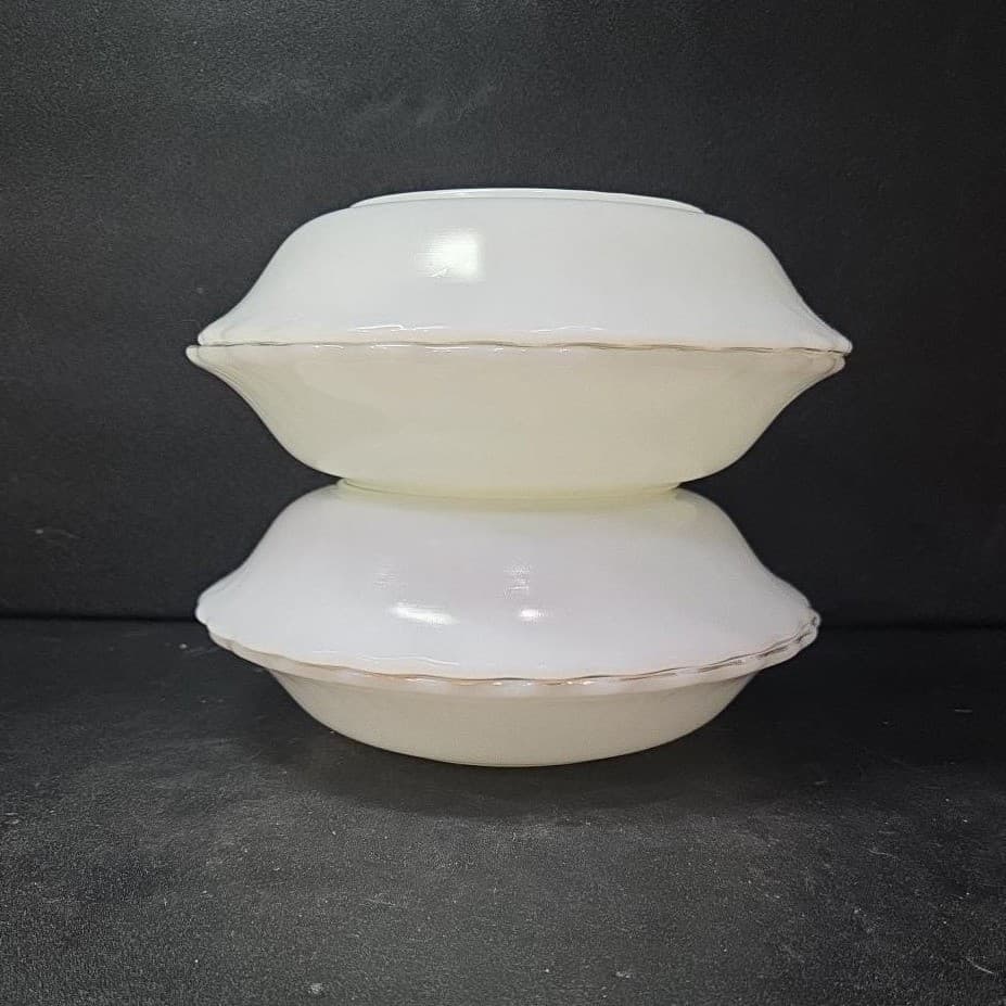 Anchor Hocking Fire King Swirl Bowls, Set of 4, Milk Glass, Vintage Kitchenware - Thumbnail 7