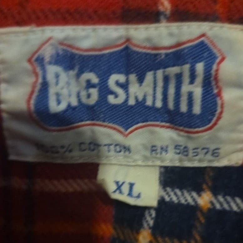 Big Smith Red Plaid Flannel Shirt, Men's XL Long Sleeve 100% Cotton Button Up - Thumbnail 5