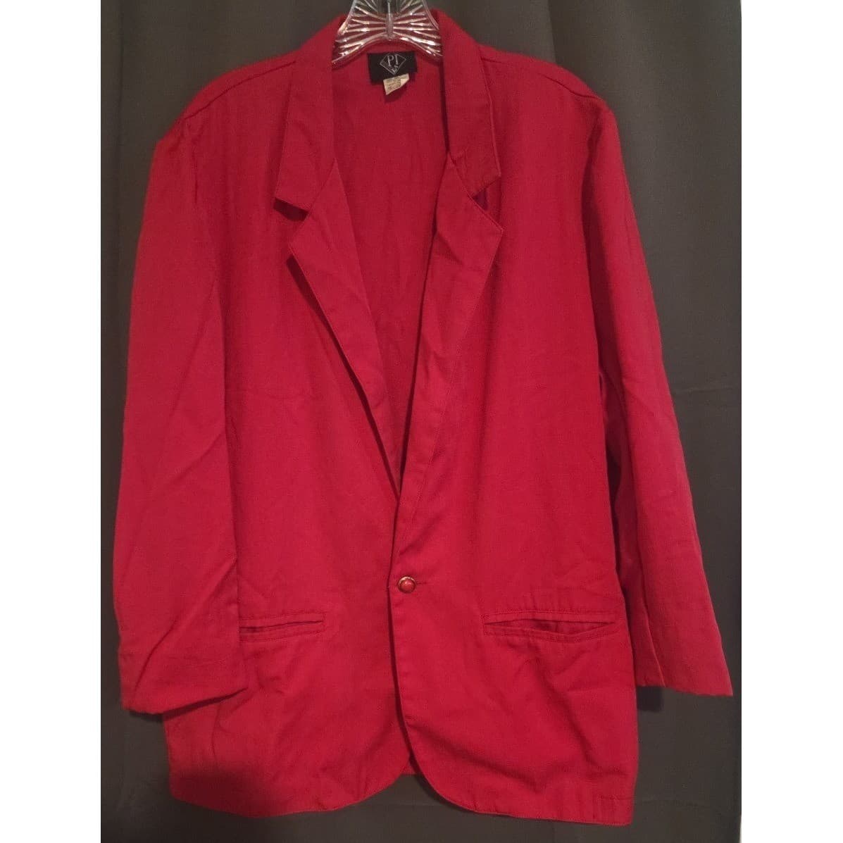PJ LA Hot Pink Vintage Single Button Blazer, Women's Large Jacket, 6146 - Thumbnail 3